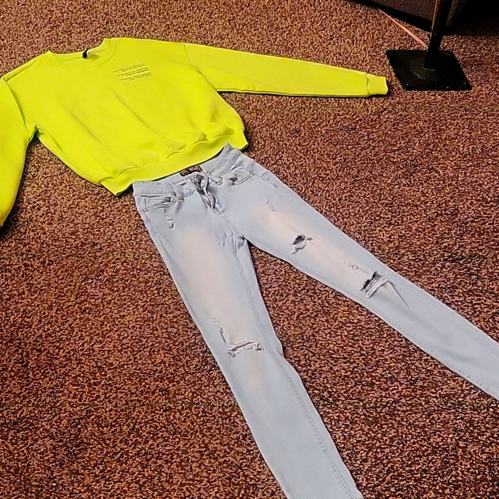 Sweatshirt and jeans